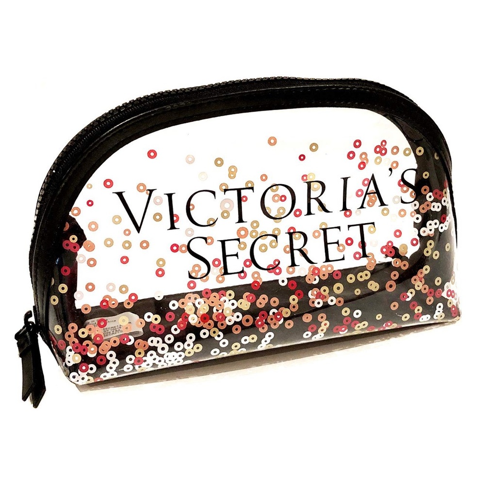 Victoria’s Secret Sparkle Sequin Clear Vinyl Beauty Cosmetic Makeup Bag NEW $24